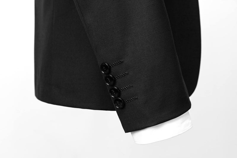 UNINUKOO Men's Suit Slim Fit 2 Button 2 Piece Suits for Men Party Formal Dress Solid Tuxedo Blazer Jacket Pants Set US Size 36 Black - Image 4